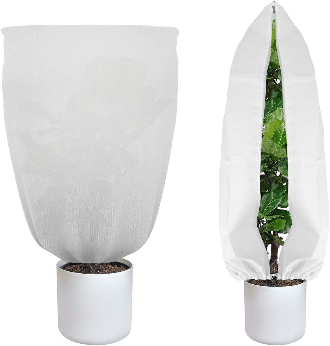 Set van 2 Beschermhoezen voor Planten tegen Vorst, Wintertuin Fleece 100x80CM, Ademend Niet-geweven Materiaal voor Tuinieren en Mini Kassen
