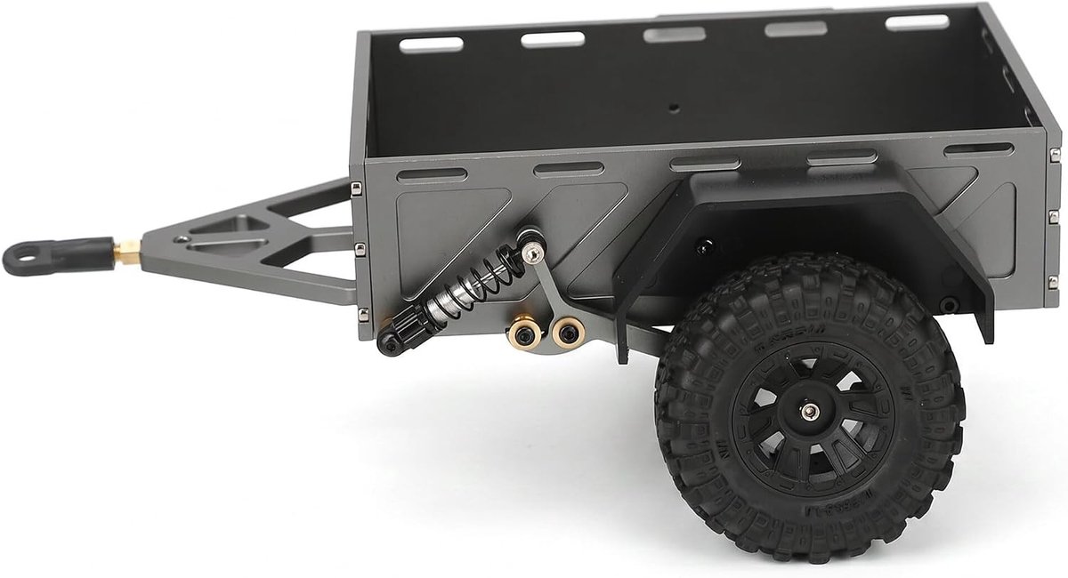 Robuuste RC Aanhangwagen voor 1/18 RC Auto's, Aluminium Legering met Antislip Rubber Banden en Hoge Sterkte