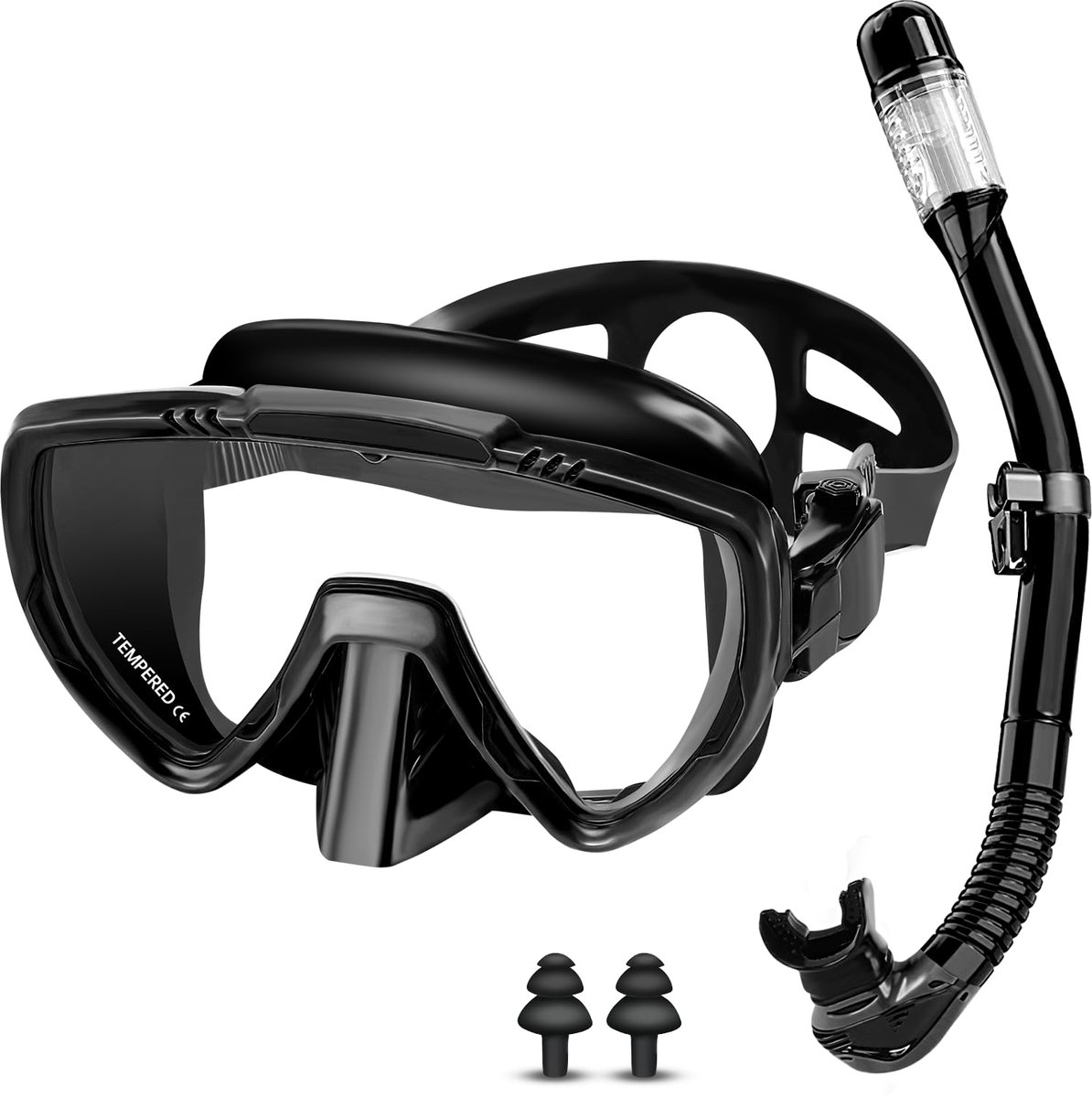 Snorkelset voor volwassenen - panorama-snorkelmasker - droge snorkel - ideale duikbril voor snorkelen - ShopVlot