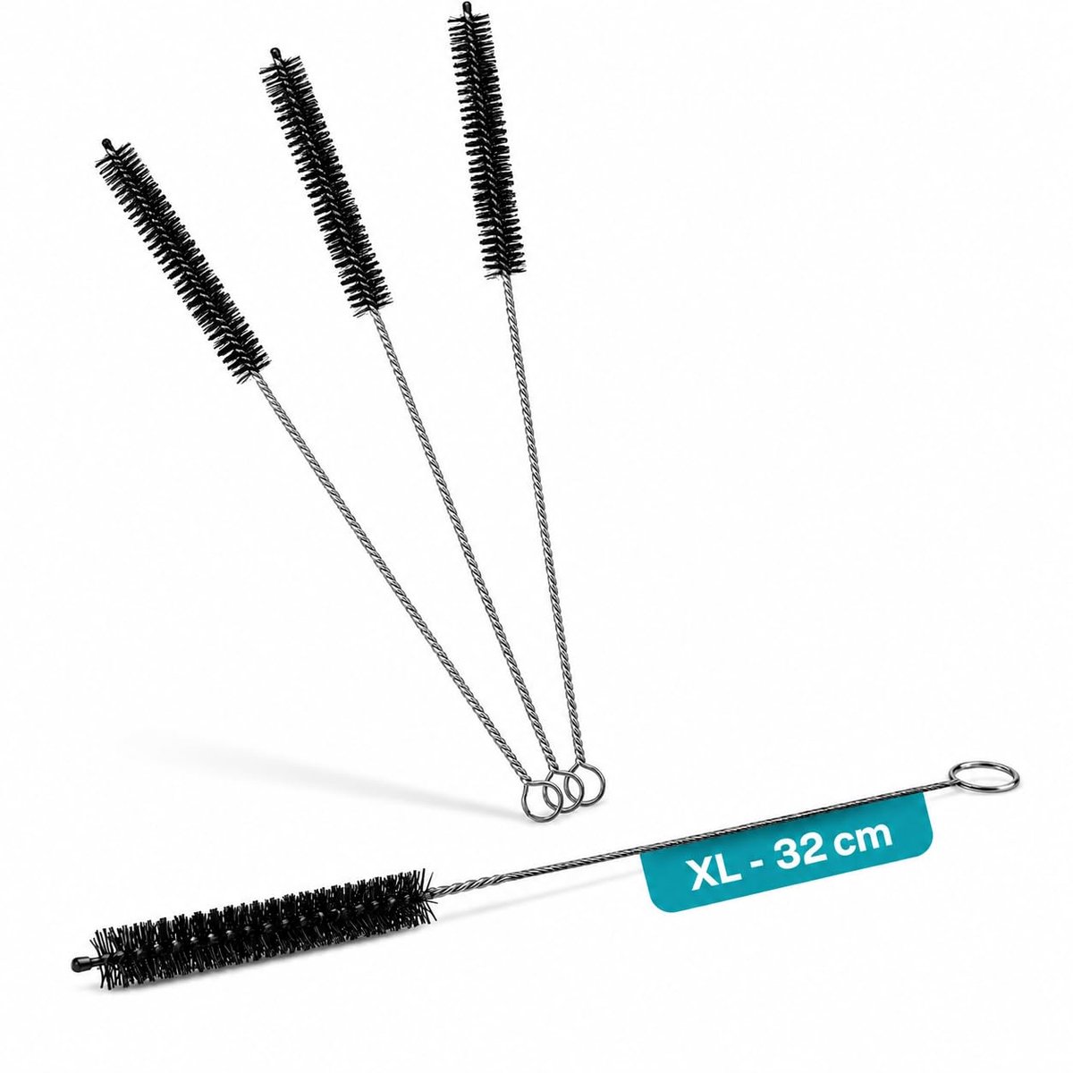 Rietjesborstel 4 x 9 mm Ø 32 cm - Extra lange rietjesborstel - Dun en flexibel - Voor volautomatische koffiemachines - ShopVlot