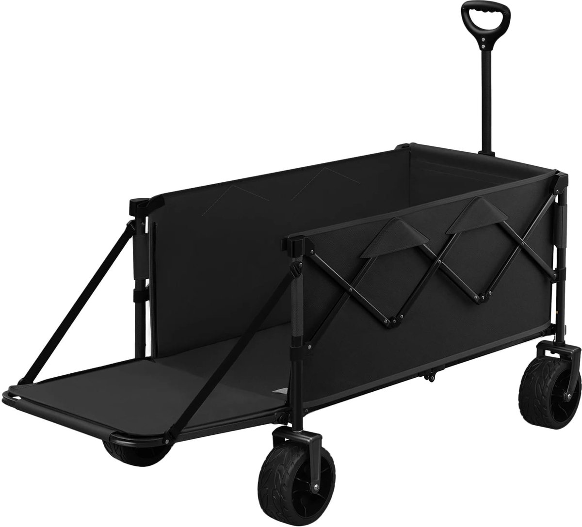 Bolderkar Opvouwbare tuinwagen Zwart - Groot 200L capaciteit, Gemakkelijk transport