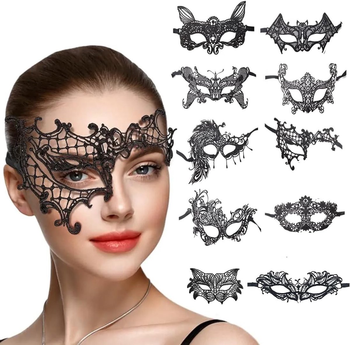 Venetiaans Kantmasker - Zwart - Oogmasker voor Dames - Elegant en Comfortabel voor Feestjes