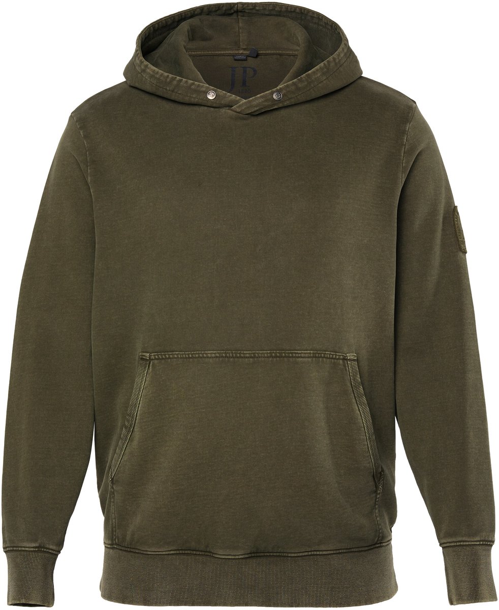 JP 1880 - Heren - Hoodie acid wash sweater met capuchon vintage look tot 8XL - Dennengroen - Maat 4XL