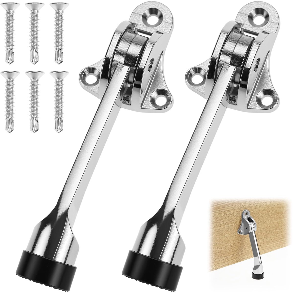 Deurstopper verstelbaar 2 stuks - metalen - voor binnen- en buitendeuren - voorkomt schade - ShopVlot