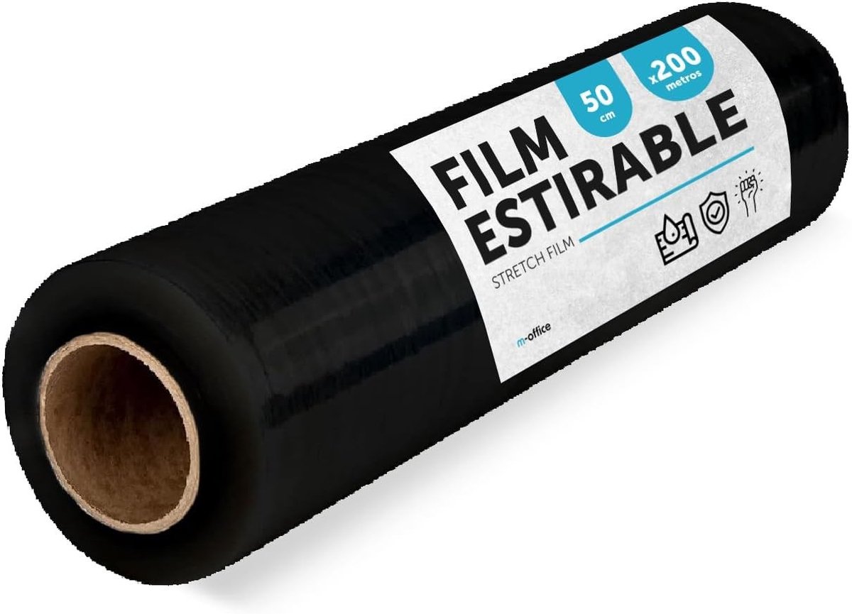 Verpakkingsfolie - Zwart - 50 cm x 200 m - Rekbare Kunststof Folie - Voor Meubelbescherming en Verhuizingen