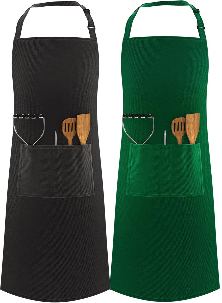 Koken Schort Waterdicht - Lange banden met 3 zakken - Verstelbaar voor mannen en vrouwen - Ideaal voor BBQ en keuken - ShopVlot