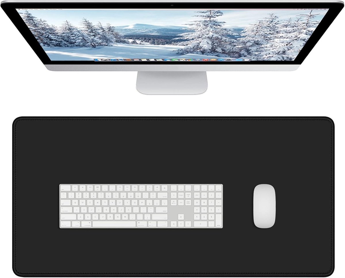 Grote Gaming Muismat XXL met Waterafstotende Coating, Antislip Onderkant en Gestikte Randen, Ideaal voor Gamers en Kantoor, 80 x 40 cm, Diep Zwart