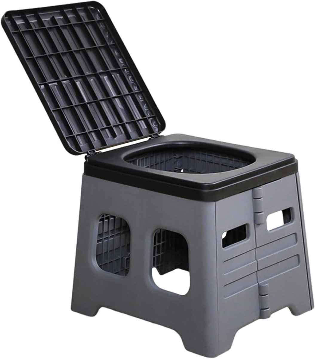 Kampeer Toilet - Buitentoilet Opvouwbaar - Outdoor Activiteiten - Stabiel en Stevig - 30 cm Hoog - Grijs