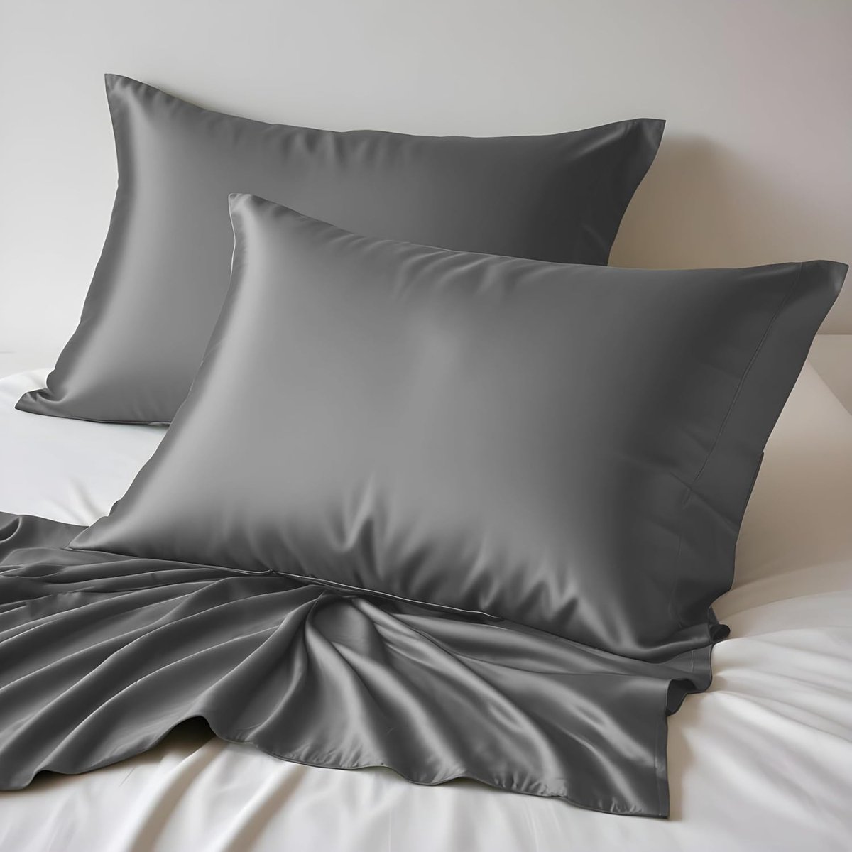 LINENWALAS Set of 2 Pillow Cases Made of 100% Organic Bamboo, Cool Pillow Cases King Size 50 x 90 cm with Envelope - ShopVlot