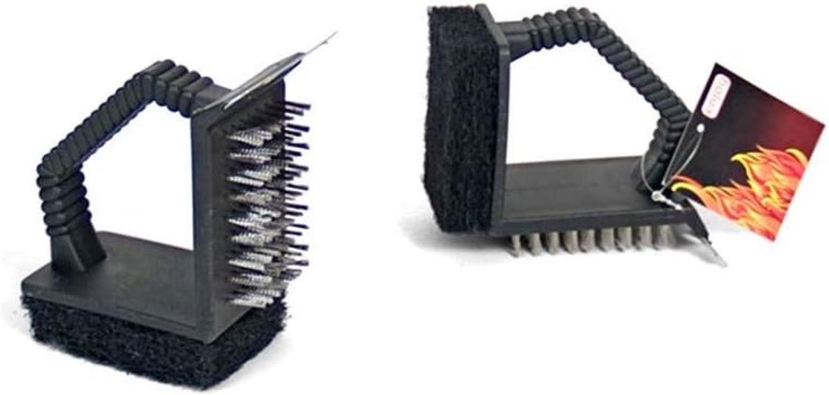Borstel Barbacoa 12x5 cm - 3 functies - Rvs - Ideaal voor barbecueën - ShopVlot
