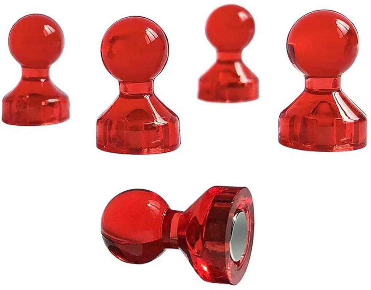 Rode magnetische punaises, Geschikt voor magneetborden, koelkasten, whiteboards en prikborden, verpakking van 30 stuks.