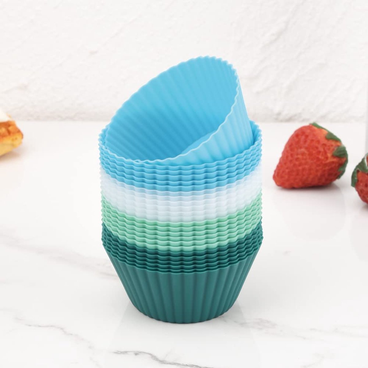 Muffinformatie bakvormpjes - siliconen cupcake-vormen - set van 24 - herbruikbaar en kleurrijk - ShopVlot