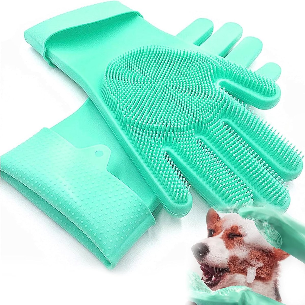 Zachte Siliconen Verzorgingshandschoenen voor Honden en Katten, Ideaal voor Bad en Massage, Veilig en Comfortabel voor de Huid