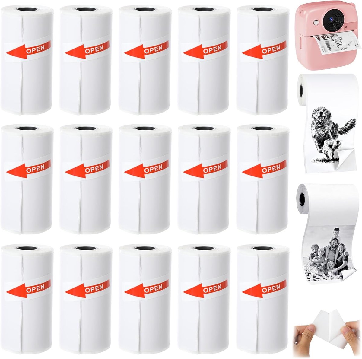 Mini-printerrollen 53 x 28 mm - thermisch papier - zelfklevend - ideaal voor kindercamera en dagboeken - ShopVlot