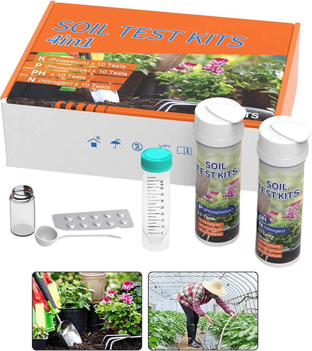 Bodem Test Set - pH Meter Bodem - Planten Verzorgen - 4-in-1 Meting - 18 x 12 x 5 cm