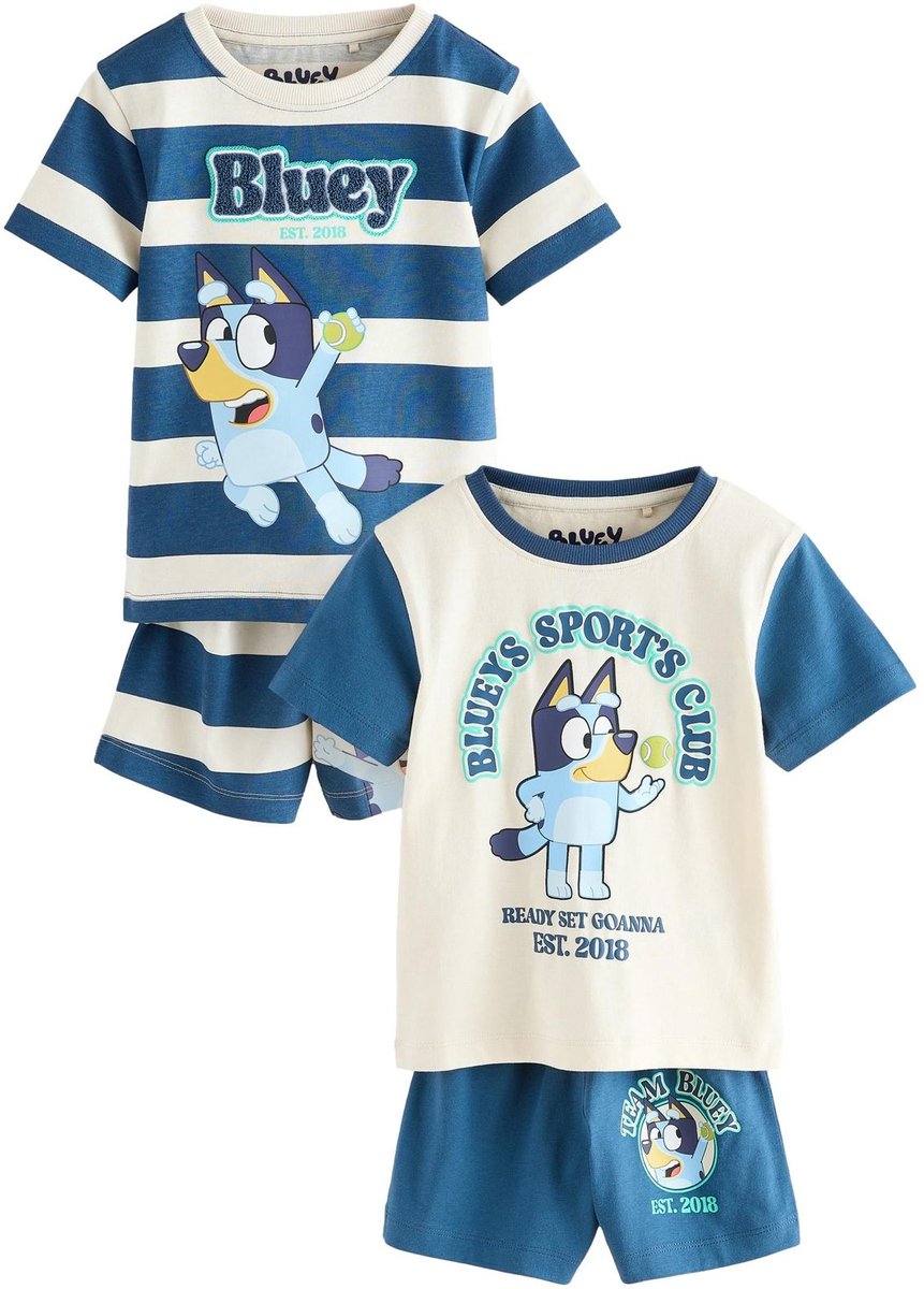 Next - Jongens - Set van 2 korte pyjama's - Blauw