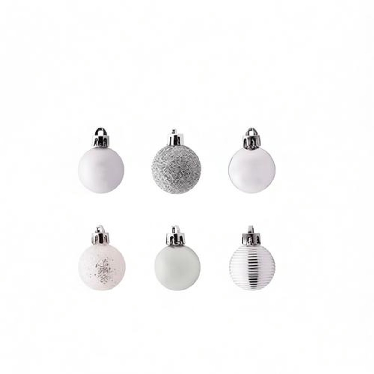54 Stuks 3 cm Kerstballen Zilver Wit Onbreekbaar - Bevroren Winter Decoratie Set voor Kerstboom