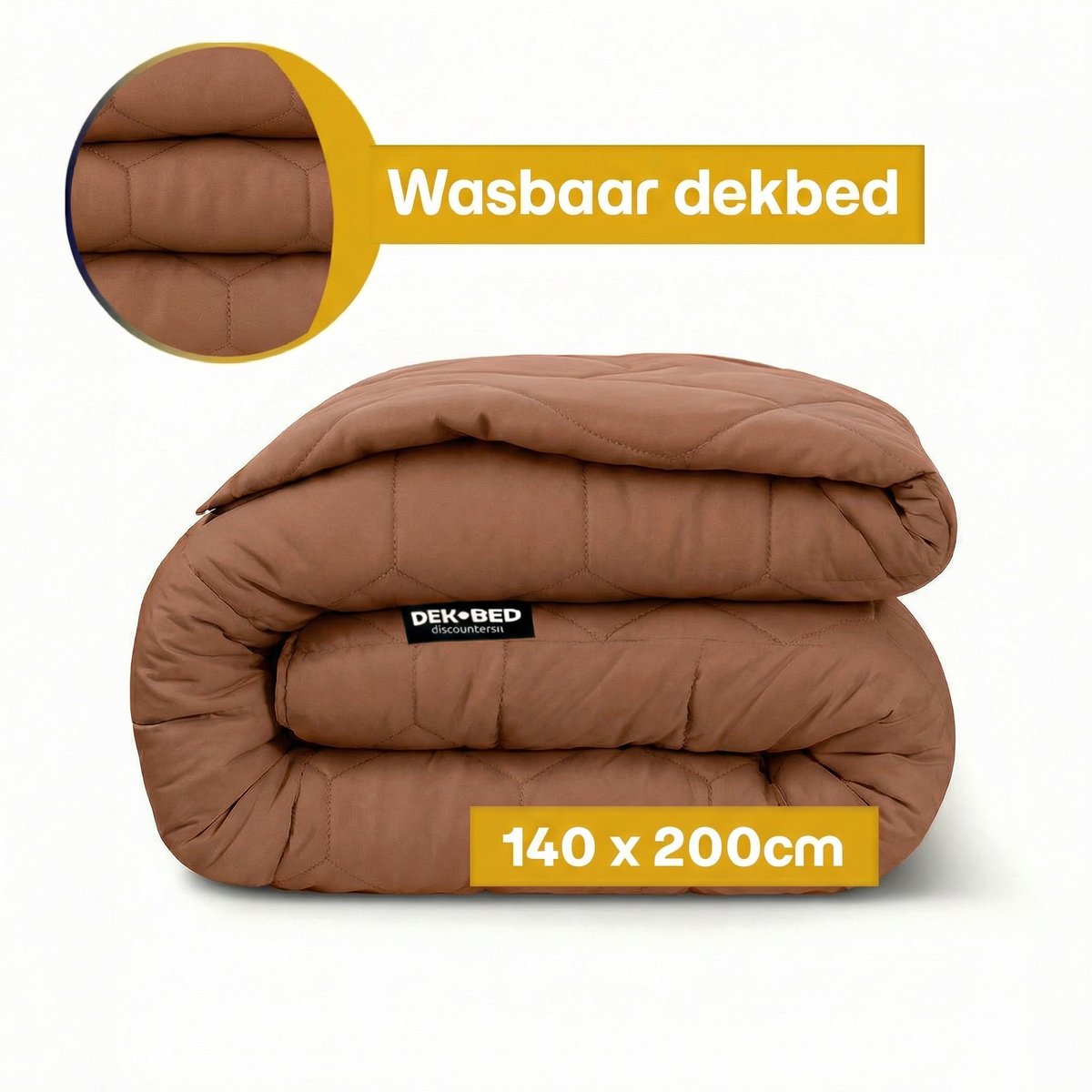Dekbed-Discounter - EazySleep Dekbed Zonder Overtrek 140 x 200 cm - Inclusief 1 kussensloop - Wasbaar op 40 graden - All season dekbed - Mocha Mousse