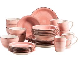 Mäser LUMACA Serviesset 30-delig Koraalrood - Compleet Combi Servies voor 6 Personen - Keramisch…