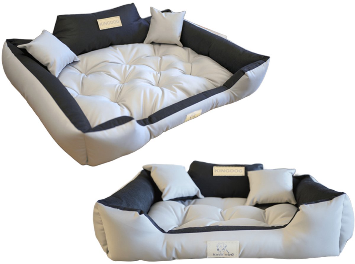 AIO FACTORY KINGDOG Serie - Hondenbed - 145x115 cm - Personaliseerbaar - Waterdicht - Lichtgrijs