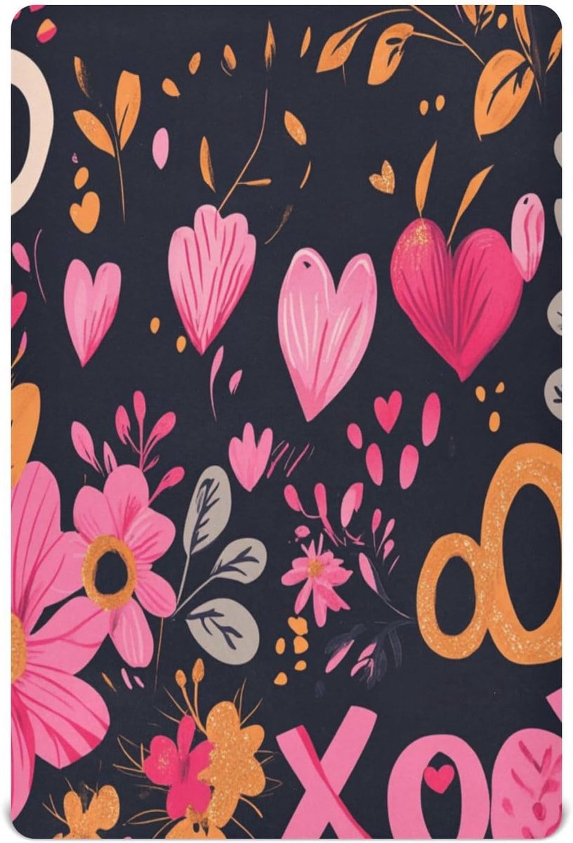 Baby Hoeslaken - Ledikantlaken Wiegdeken - Comfortabel Slapen - Zacht Ademend Materiaal - 99x68cm - Bloemen Goud