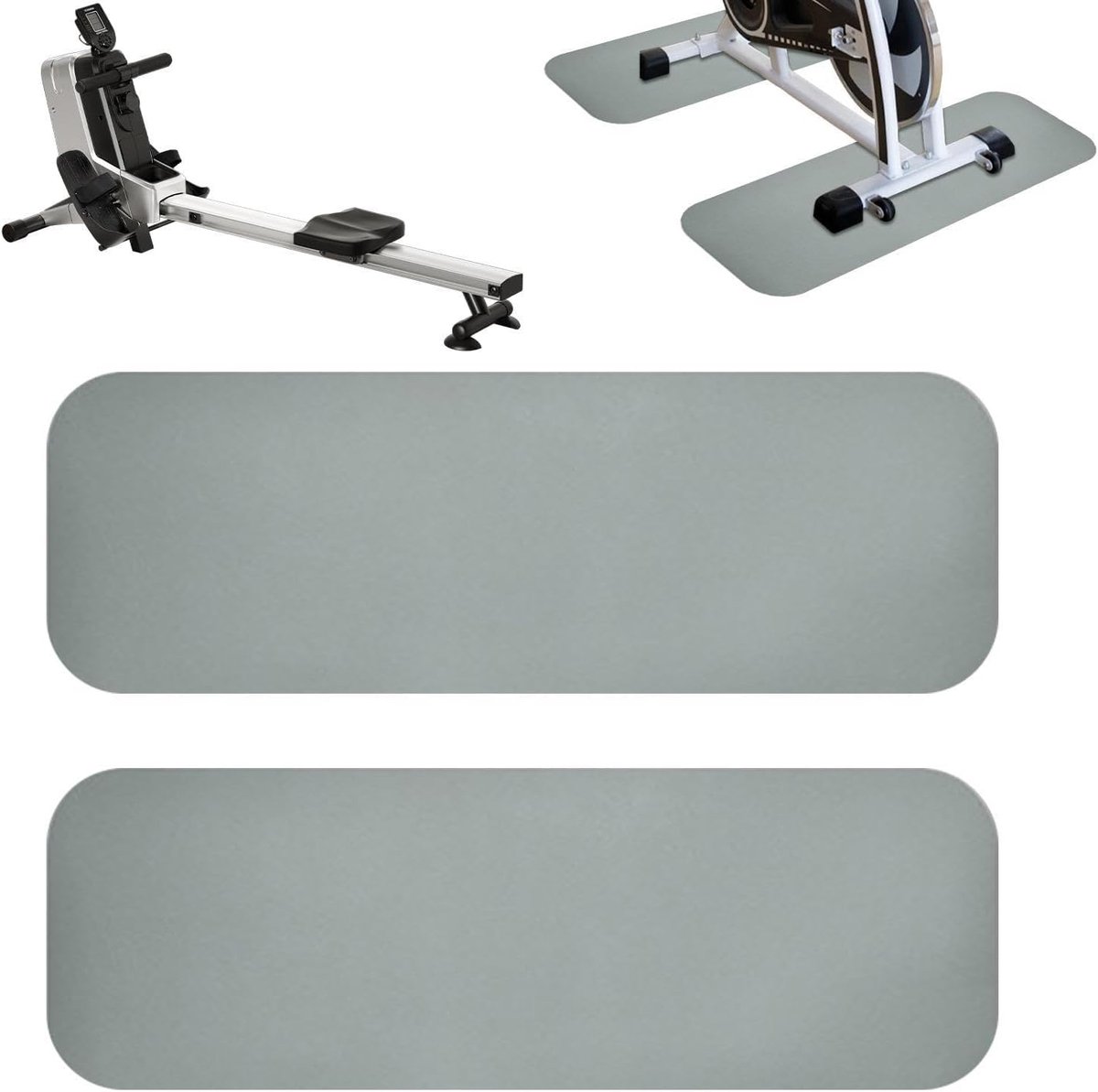 Loopbandmat Tapijt - Onderlegger Fitnessapparaat - Vloer Beschermen - Antislip Onderkant - 25 x 80 cm - Grijs