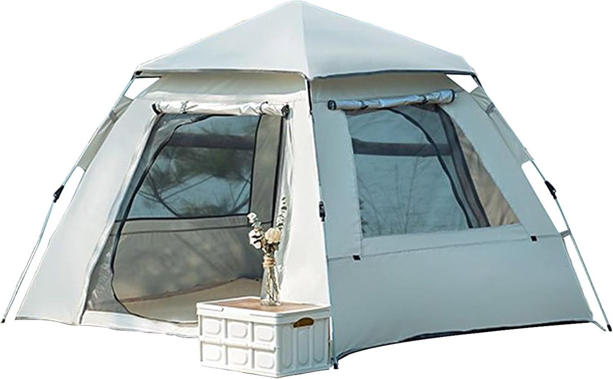 Familietent Kamperen - Opvouwbare Schuilplaats - Buiten Kamperen - Automatisch Opzetten - 210x150x135 cm - Twee Deuren Ramen