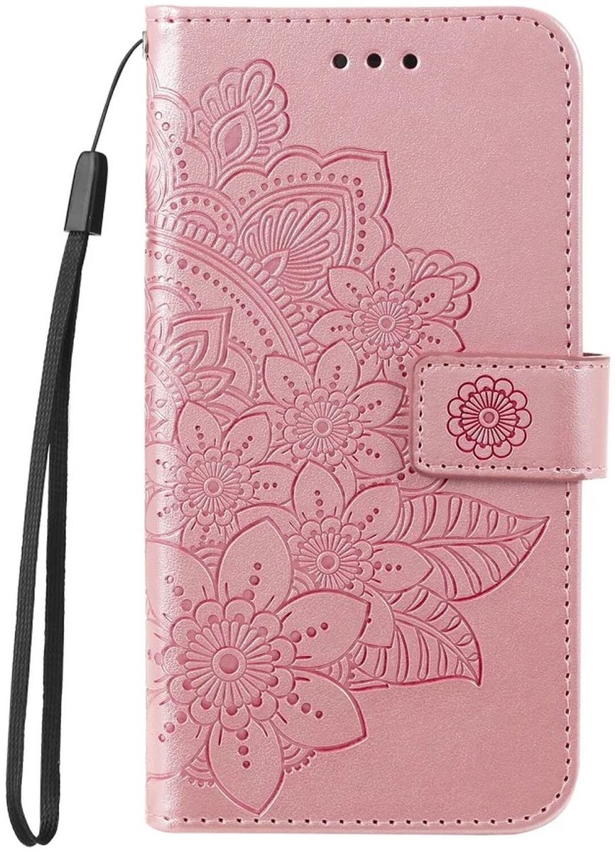 Hoesje Bloemen Book Case met Pasjeshouder Roze Geschikt voor Samsung Galaxy A35