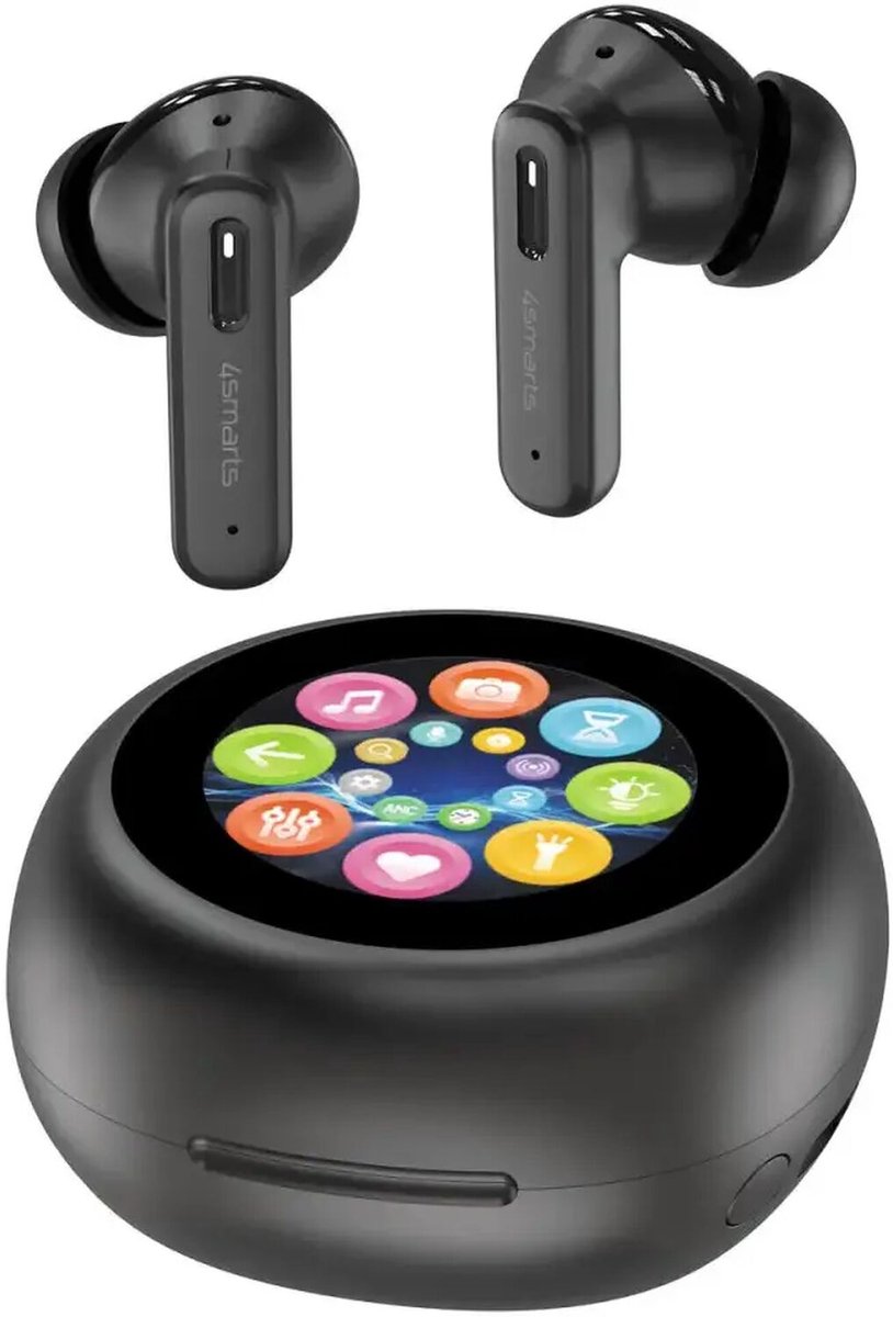 4smarts SkyBuds Screen ANC TWS Headset Draadloze Oordopjes Zwart