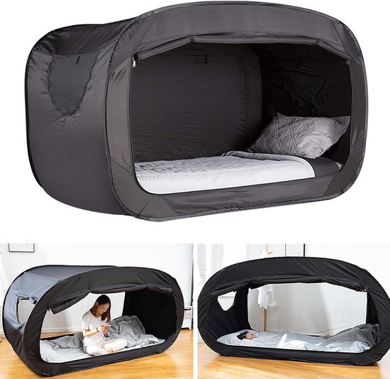 Pop-up Bed Tent - Privacy Slaaptent - Meer Privacy Creëren - Lichtreducerend Ontwerp - 190 x 90 cm - Zwart van POP — afbeelding 4
