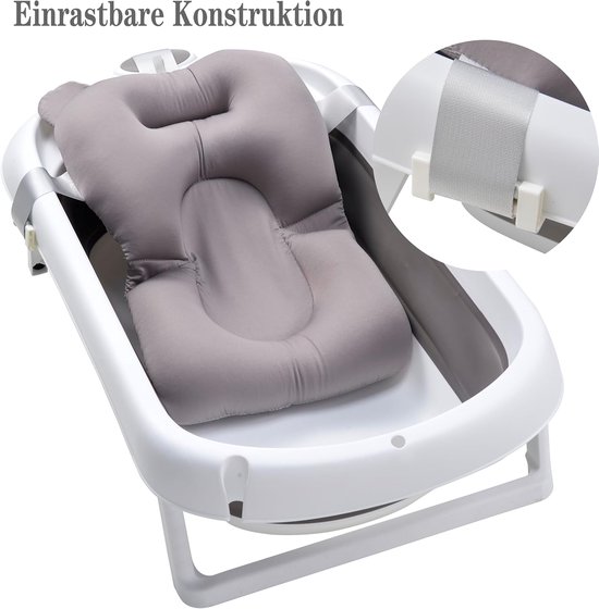 Babybadkussen - Baby badsteun - Veilig Baden - Antislip Design - Verstelbaar - Grijs — afbeelding 2