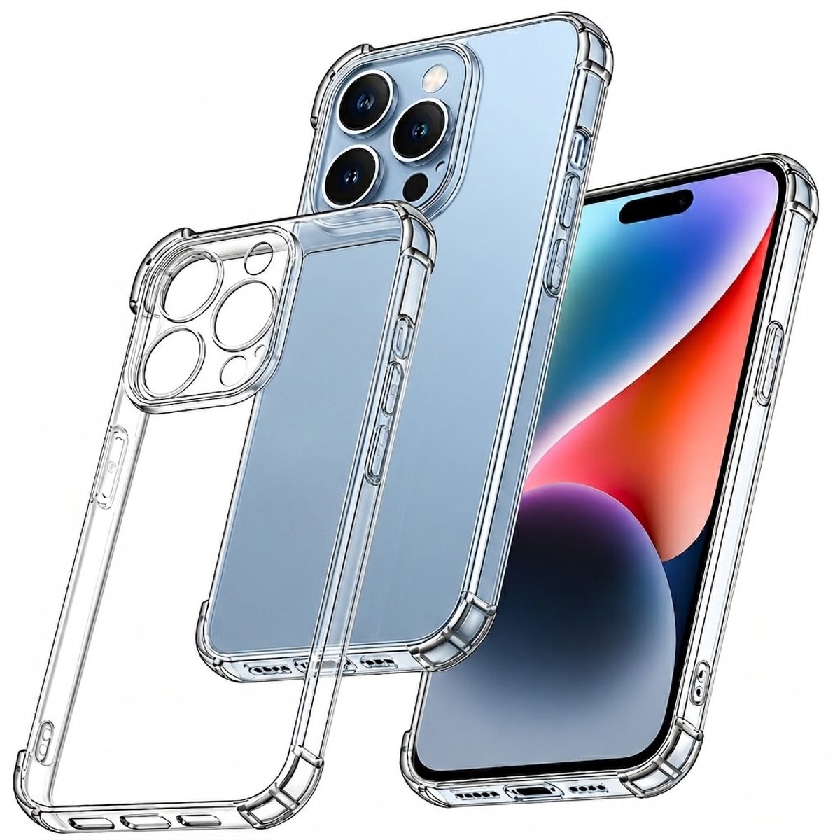 YSONIC Anti Shock Hoesje Geschikt voor Apple iPhone 15 Pro Max Transparant - Siliconen Shock Back Cover Case