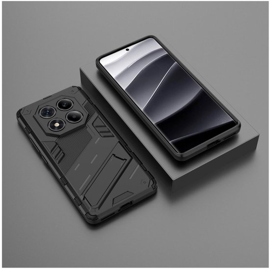 Hoesje Geschikt voor Xiaomi Redmi Note 14 Pro 4G | Shockproof Kickstand Back Cover | Zwart
