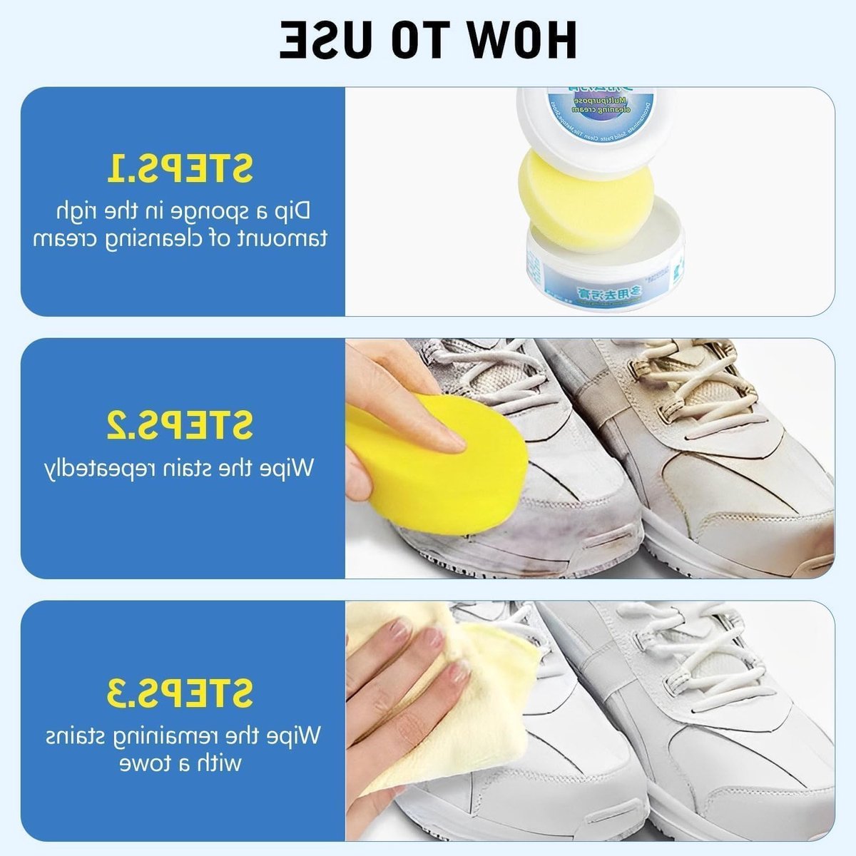 Veelzijdige Schoenreinigingscrème voor Witte Schoenen - Vlekkenverwijderaar en Schoenpoets, 260 g