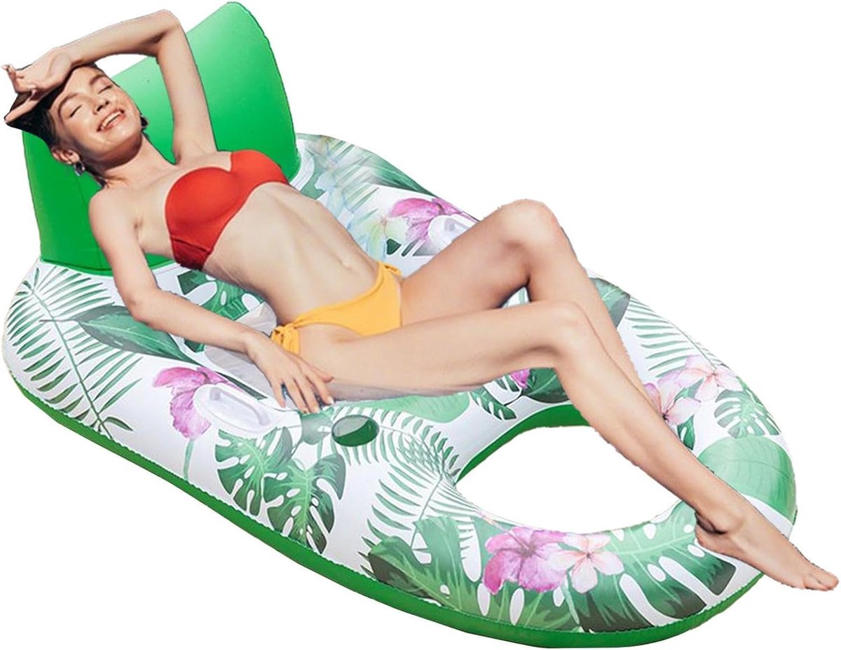 Opblaasbare Waterdrijver - Drijvend Bed Hangmat - Ontspannen op water - Antikantelveiligheidstechniek - 142x82cm - Groen