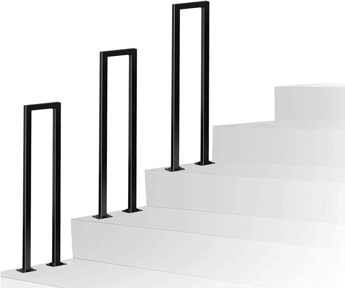 Buiten Trap Reling - Handgreep Buiten Trap - Veilig Lopen Buiten - Smeedijzeren Stevig Ontwerp - 55 cm - Geborsteld