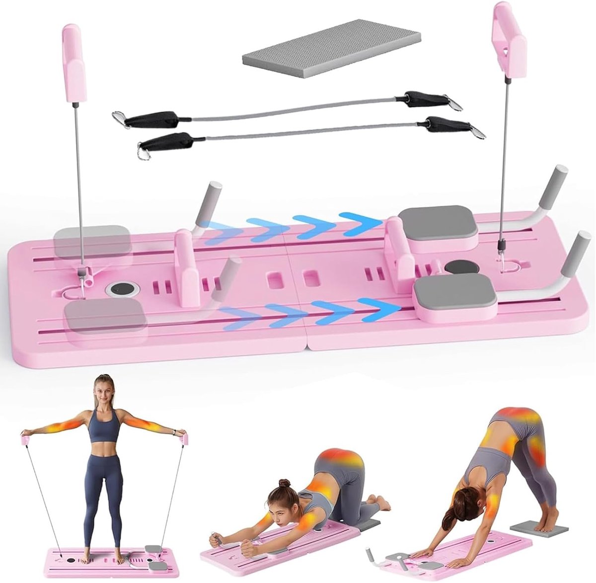 Pilates Reformer Board - Full Body Trainer - Thuis Fitness - Opvouwbaar Ontwerp - 106 cm - Zwart