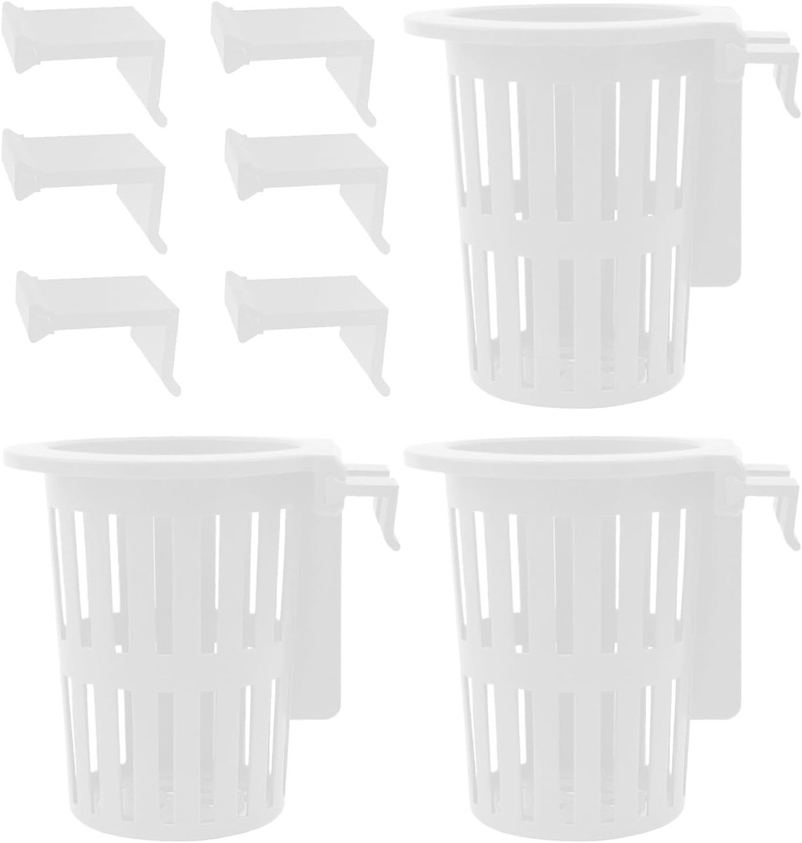 Aquarium plantenpot - Waterplant bak - Planten kweken - Zuignap bevestiging - 3 sets - Wit