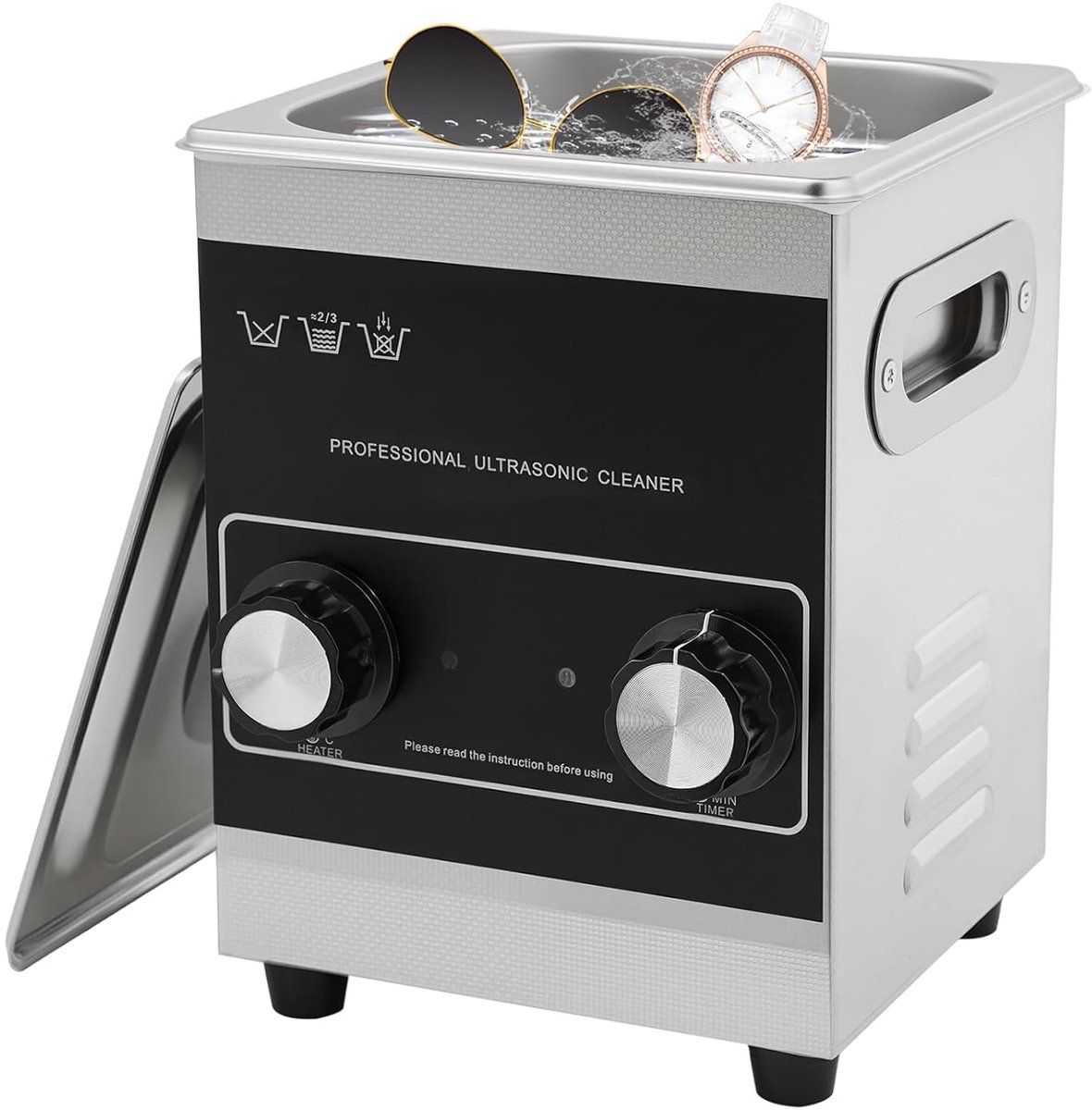 Ultrasone Reiniger - Reinigingsapparaat Bad - Sieraden Reinigen - 40 kHz Frequentie - 2 Liter - Zwart Zilver