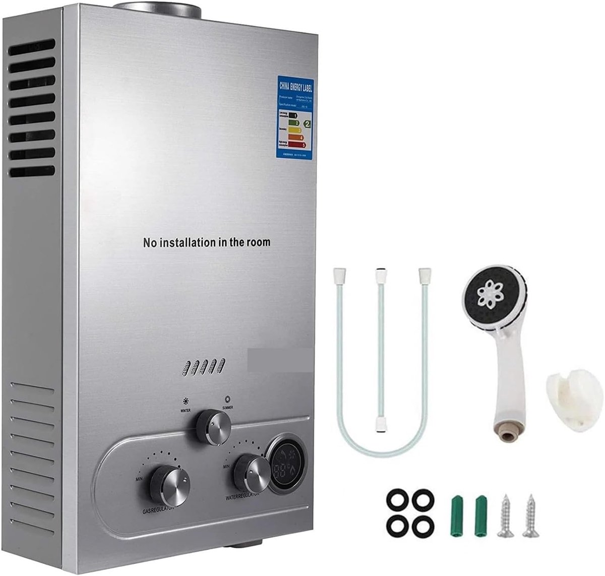 LPG Doorstroomboiler - Gasboiler Direct Warm Water - Direct Warm Water - RVS Constructie - 10L - Zilver