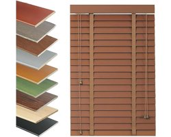 Houten Jaloezieën - Horizontale Blinds - Lichtfiltering Privacy - Natuurlijk Hout - 105x240 cm - Lichtbruin
