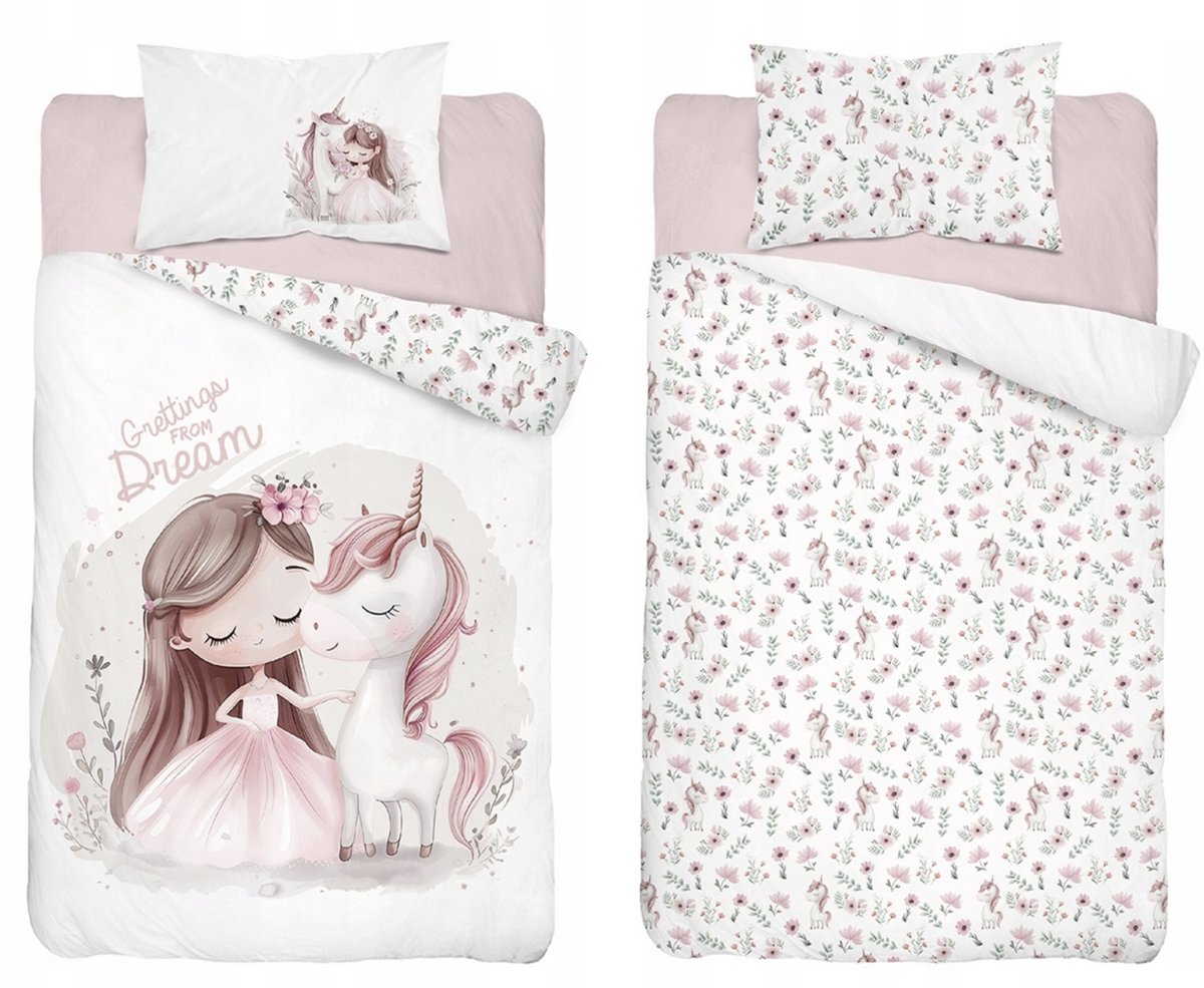Unicorn Dekbedovertrek 100x135 Katoen Duurzaam 2in1 Junior Eenhoorn