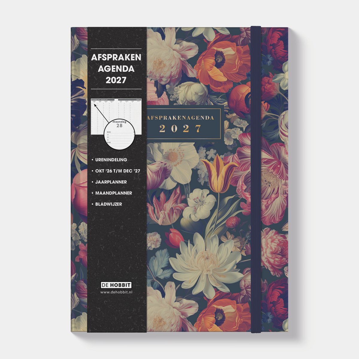 Hobbit - Afsprakenagenda 2027 - A4 (21 x 29,7 cm) - Tijdindeling per kwartier - Zakelijke Agenda - 1 week op 2 pagina's - Harde Kaft - Klassiek