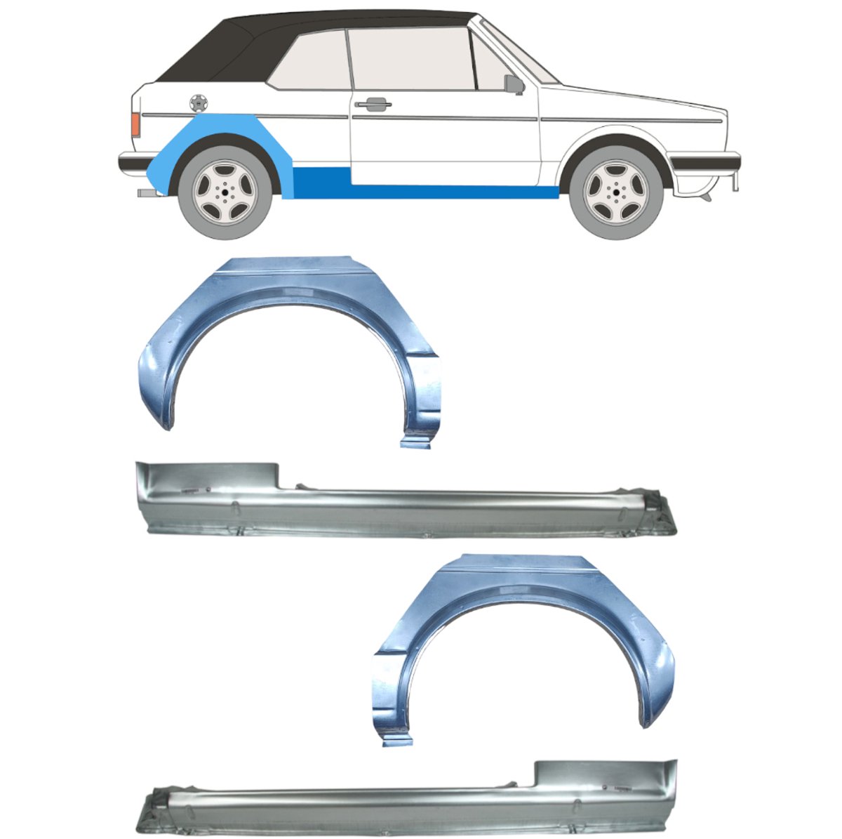 Reparatiepaneel dorpel + achterspatbord voor Volkswagen Golf 1 1974-1985