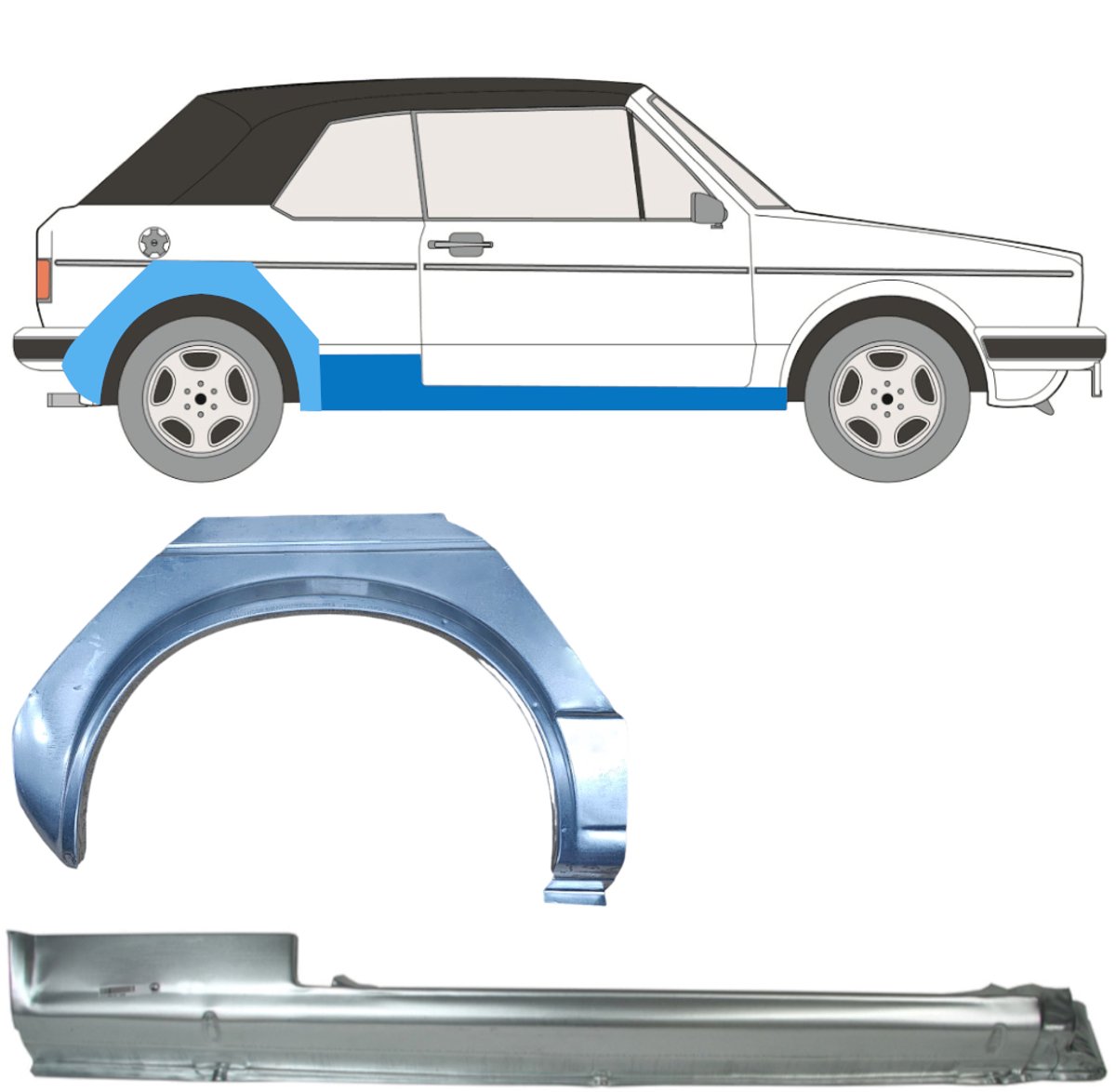 Reparatiepaneel dorpel + achterspatbord voor Volkswagen Golf 1 1974-1985