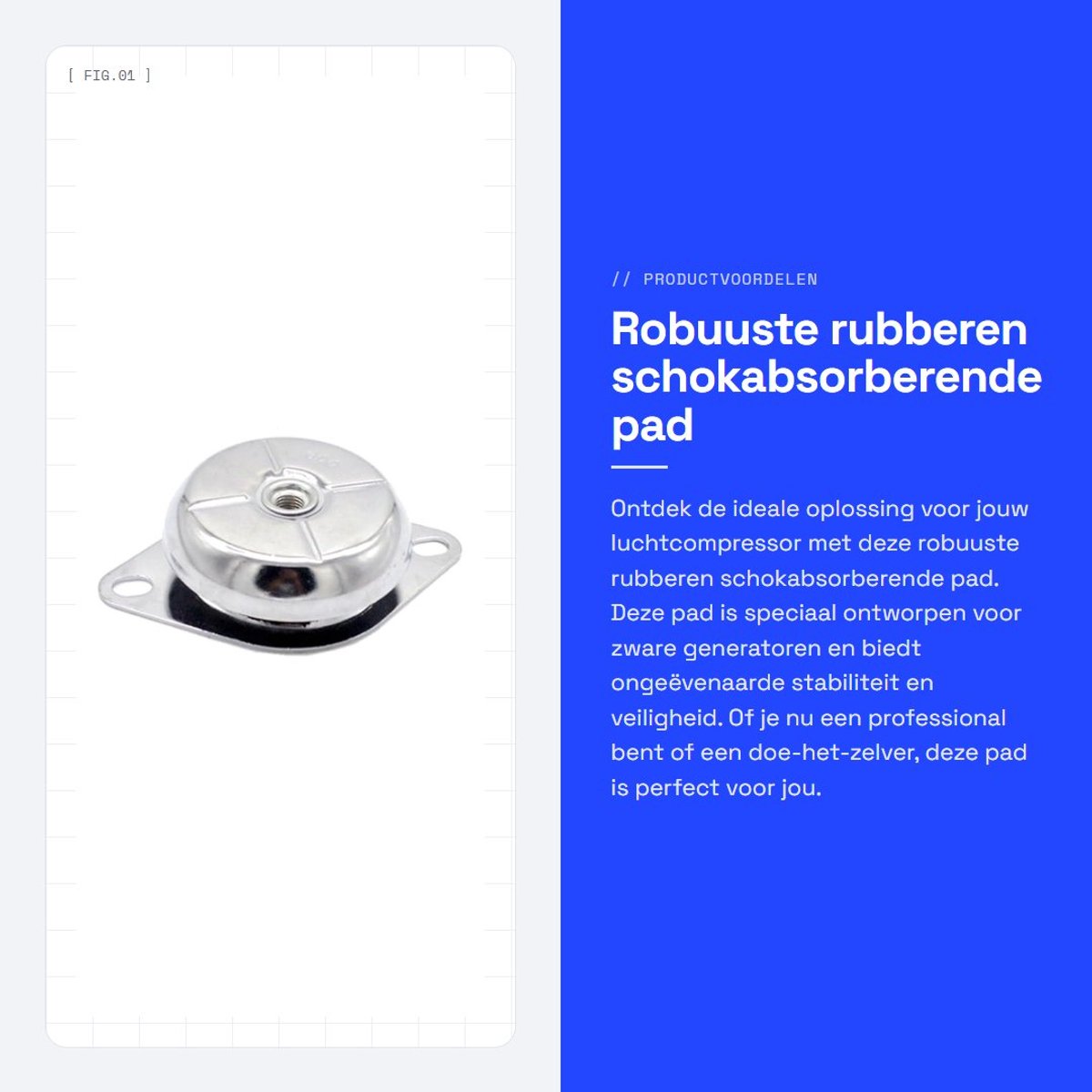Dailygoods- Schokabsorberende Pad - Ondersteunt tot 1000 kg - Draadcompatibiliteit 12/14/16MM - Komvormig Schokkussen - Onmiddellijke Power Schokabsorptie - Robuust Rubber - Rubberen Pad