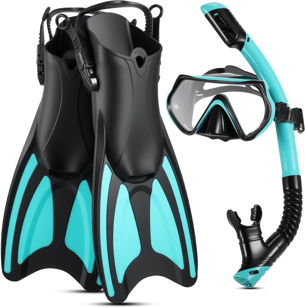 Complete Snorkelset L/XL – Anti-condens & Lekvrij Duikmasker, Snorkel & Vinnen – Geschikt voor Tieners, Mannen & Vrouwen – Zwart en groen – Geschikt om te snorkelen en te duiken