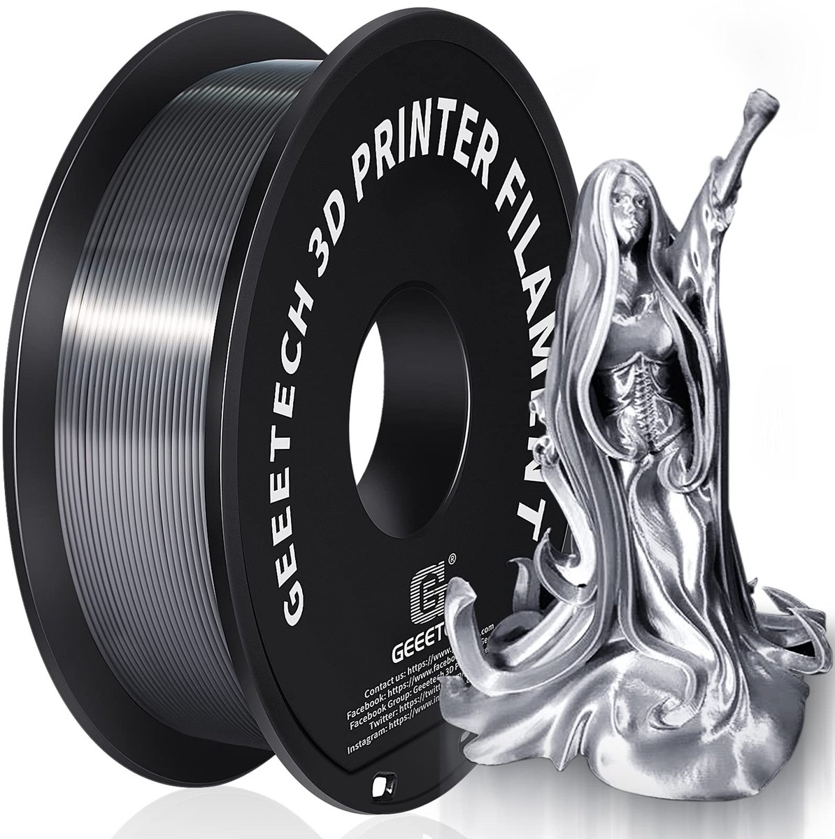 Dailygoods- PLA Filament 1.75 mm - 1KG Spoel - Zijde Zilver - 3D Printer Filament - Innovatieve Technologie - Geschikt voor 3D-printen - 3D-print Filament