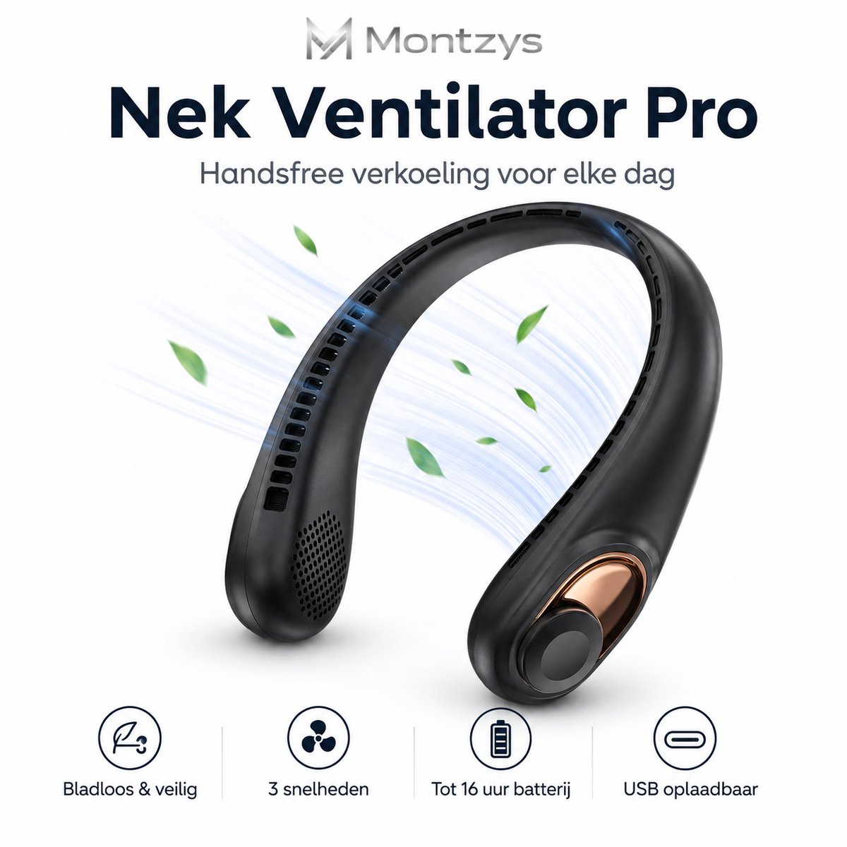 Twenty4seven® Nek Ventilator Pro - Draagbare Nekventilator met Koeling - Mini Nek Fan - Gezichtsventilator & Handventilator - Portable Neck Fan — afbeelding 4