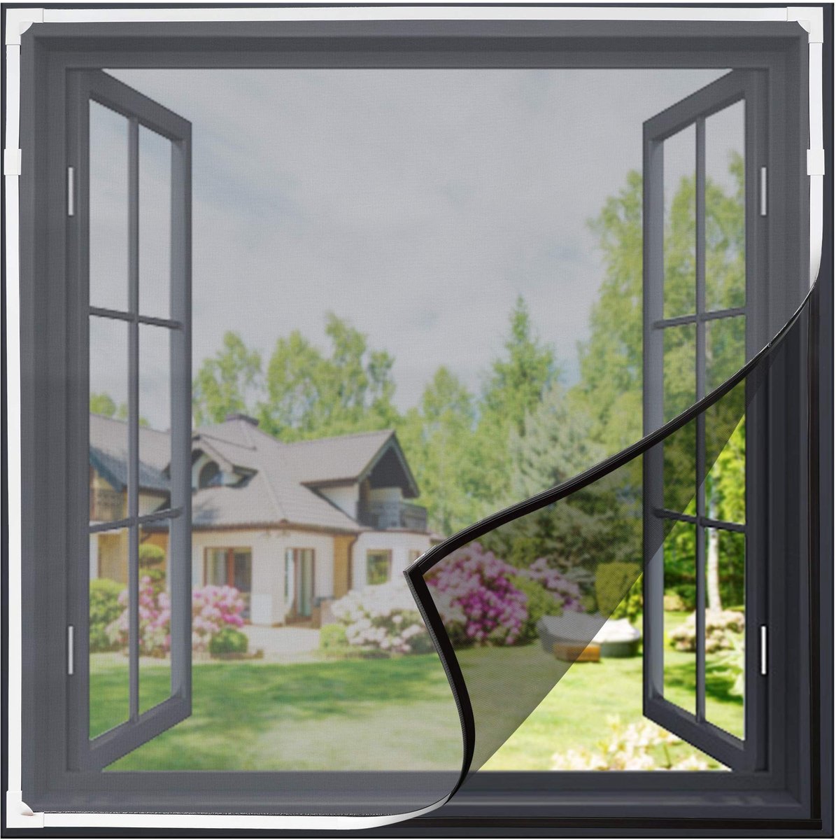 Dailygoods- Vliegengaas Magnetisch - Verstelbaar tot 130 x 150 cm - Insectengaas - Eenvoudige Montage - Automatische Sluiting - Zelfklevend Glasvezel - Raamgaas